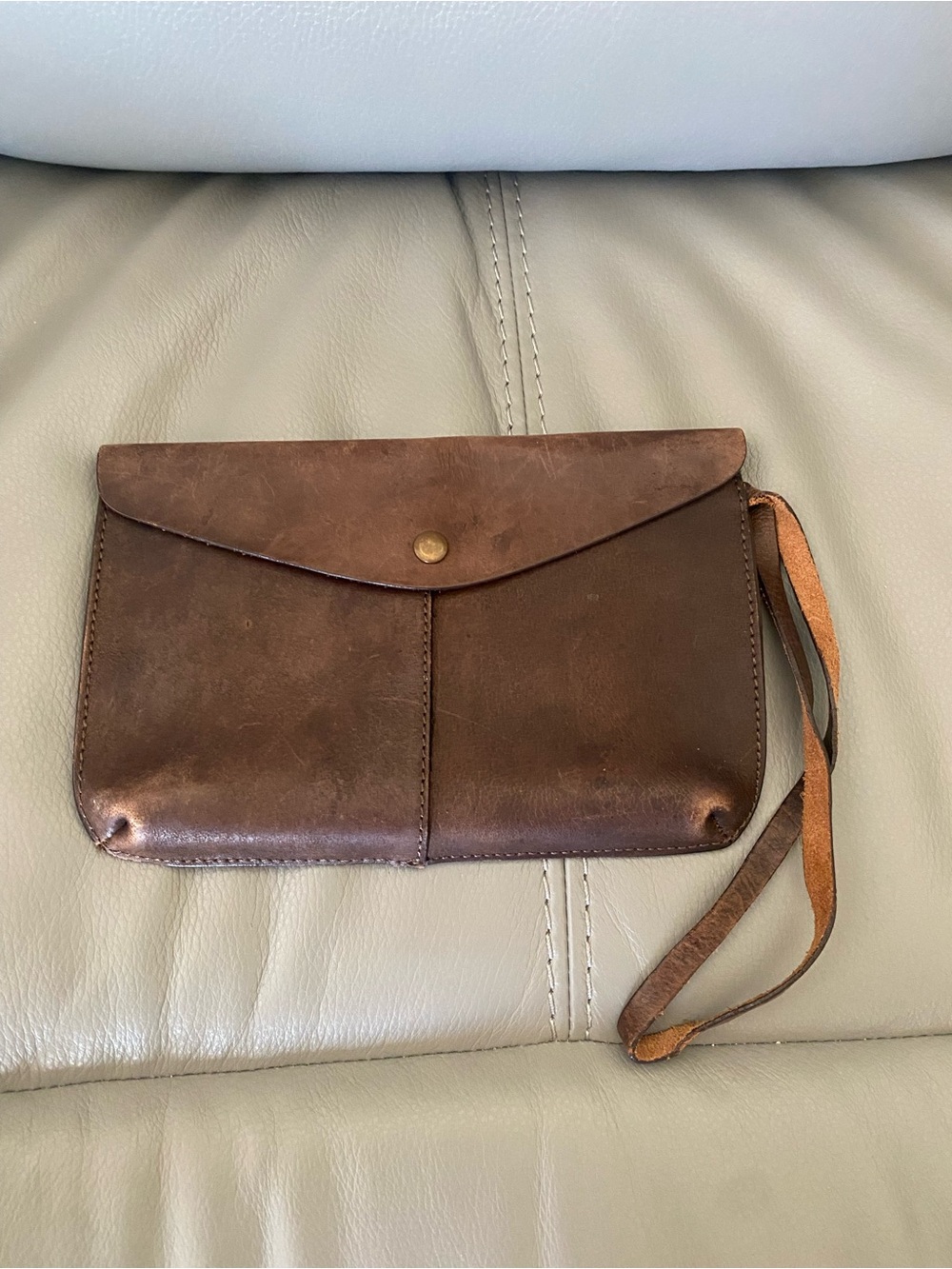Zara Dark Brown Leather Wristlet Clutch